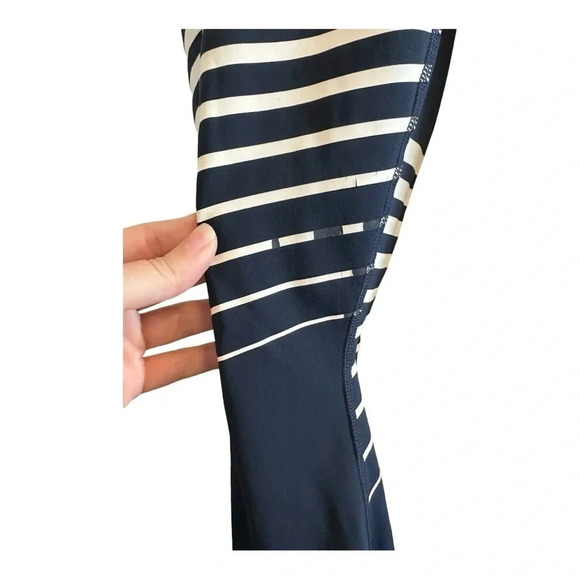 Athleta Navy Blue Reflective Sonar Leggings with stripe detail // size S - Picture 5 of 10